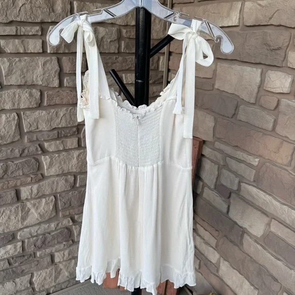 Reformation Christine Ivory White Tie Shoulder Dress
